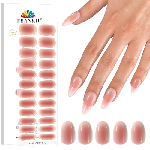 EBANKU UV Gel Nagelfolie, 24 PCS Jelly Aura Nagelfolie Selbstklebend | Gel UV Stickers | UV Gel Strips Nagelaufkleber Härtend mit Nagelfeile und Stick fur Frauen Mädchen Nageldekoration von EBANKU