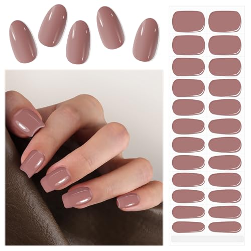 EBANKU UV Gel Nagelfolie, 24 Stück Jelly Rosa Selbstklebend | Stickers | Strips Nagelaufkleber Härtend Mit Nagelfeile Und Stick Für Frauen Mädchen Nageldekoration von EBANKU