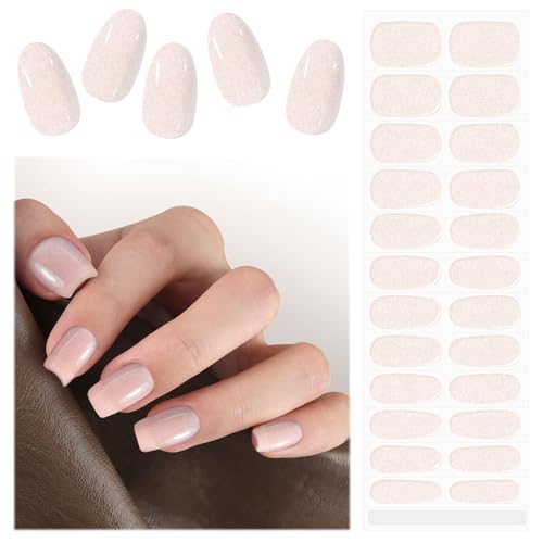 EBANKU UV Nagelfolie, 24 PCS Rose Glitzer Nagelfolie Selbstklebend | UV Sticker Nagelaufkleber Härtend mit Nagelfeile und Stick für Frauen & Mädchen Nageldekoration von EBANKU