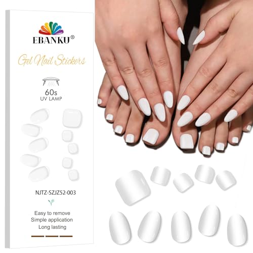 EBANKU UV Gel Nagelfolie, 24PCS Weiß Nagelfolie Selbstklebend | Gel UV Stickers | 28PCS Zehe UV Gel Strips Nagelaufkleber Härtend mit Nagelfeile und Stick fur Frauen Mädchen Nageldekoration EBANKU UV Gel Nagelfolie, 24PCS Weiß Nagelfolie Selbstklebend | Gel UV Stickers | 28PCS Zehe UV Gel Strips Nagelaufkleber Härtend mit Nagelfeile und Stick fur Frauen Mädchen Nageldekoration von EBANKU