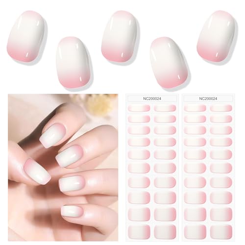 EBANKU UV Gel Nagelfolie, 40PCS Nagelfolie Selbstklebend | Gel UV Stickers | UV Gel Strips Nagelaufkleber Härtend mit Nagelfeile und Stick fur Frauen Mädchen Nageldekorationn (Rosa) von EBANKU