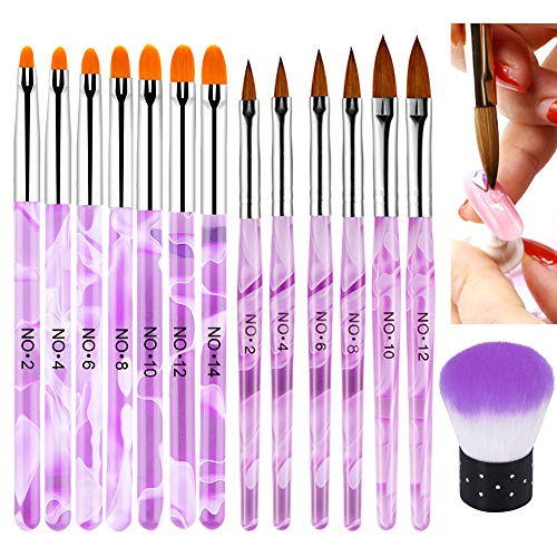 EBANKU UV Gel Nagelpinsel Set, Nailart Tipps Builder Pinsel Nagellackierpinsel Stift Nailart Staubentfernungspinsel Puder Nagelkunst Design für Frauen und Mädchen (14 PCS) von EBANKU