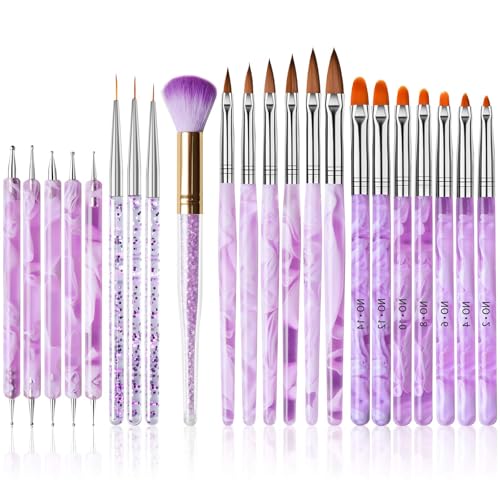 EBANKU UV Gel Nagelpinsel Set, Nailart Tipps Builder Pinsel Nagellackierpinsel Stift Nailart Staubentfernungspinsel Puder Nagelkunst Design für Frauen und Mädchen (22 PCS) von EBANKU