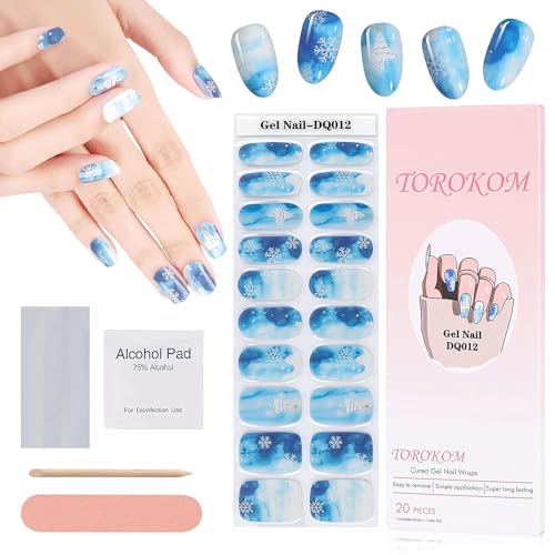 EBANKU Weihnachten halbgehärtete Gel Nagelstreifen, Glitzer Gel Nagellackstreifen, langlebig, wasserfest, vollständige Nagelfolien, Aufkleber, Nagelfeile (SD12) von EBANKU