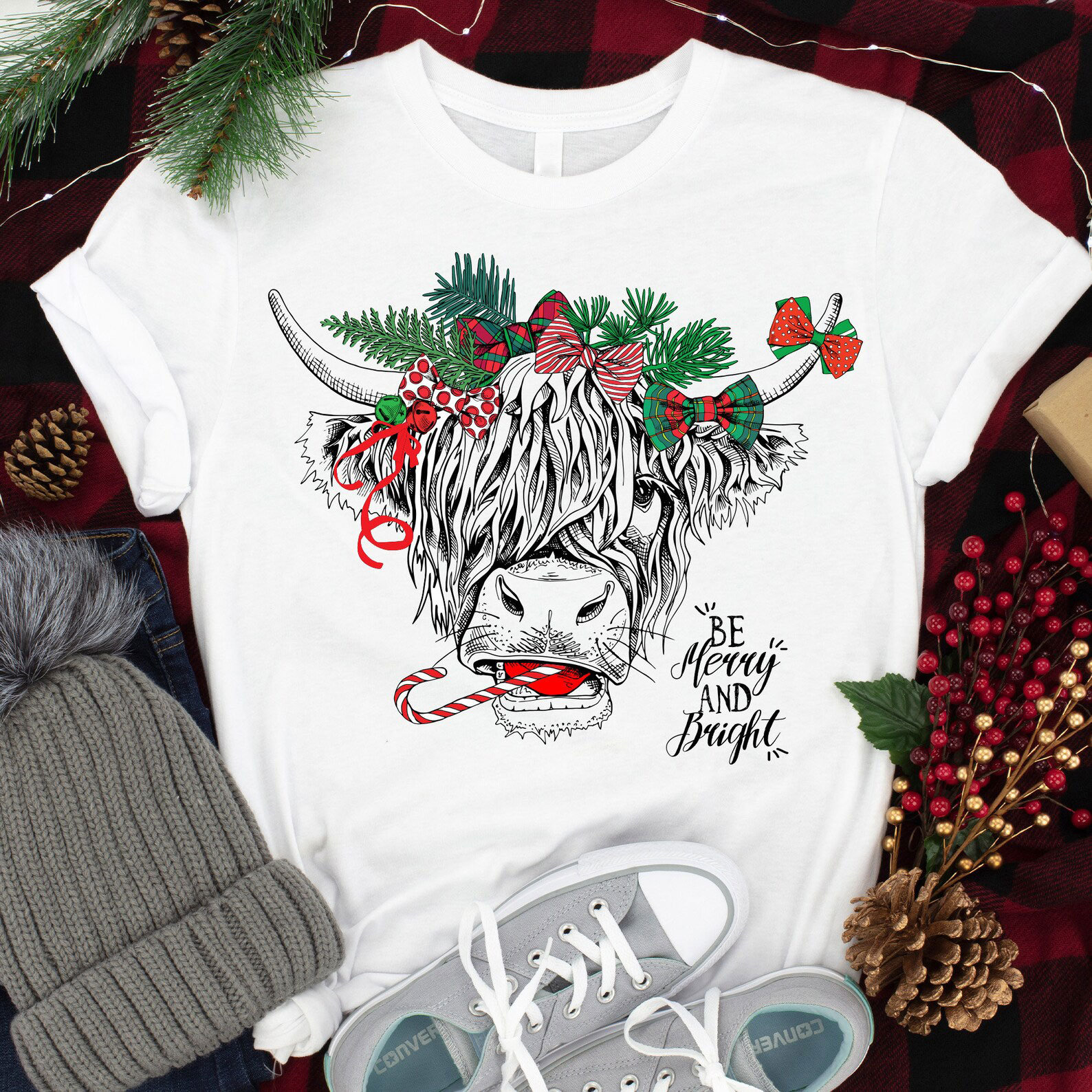 Kuh Weihnachten Shirt, Frohe Färsen T-Shirt, Weihnachtskuh Highland Bauernhof Tshirt, Weihnachtsgeschenk von EBBADesignUS