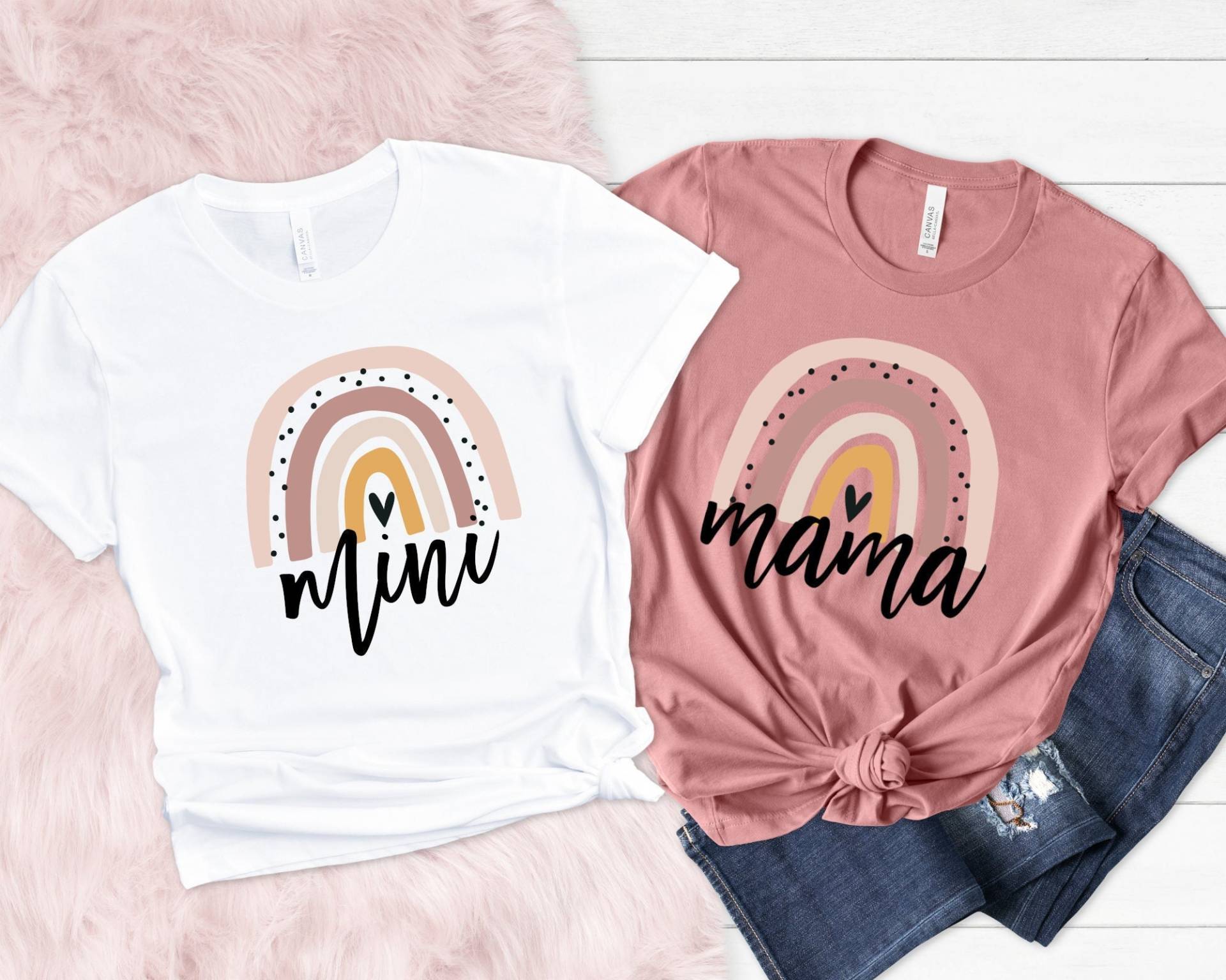 Regenbogen Mama Shirt, Und Mini Muttertagsgeschenk, Mutter Shirt Für Mini, Süßes von EBBADesignUS