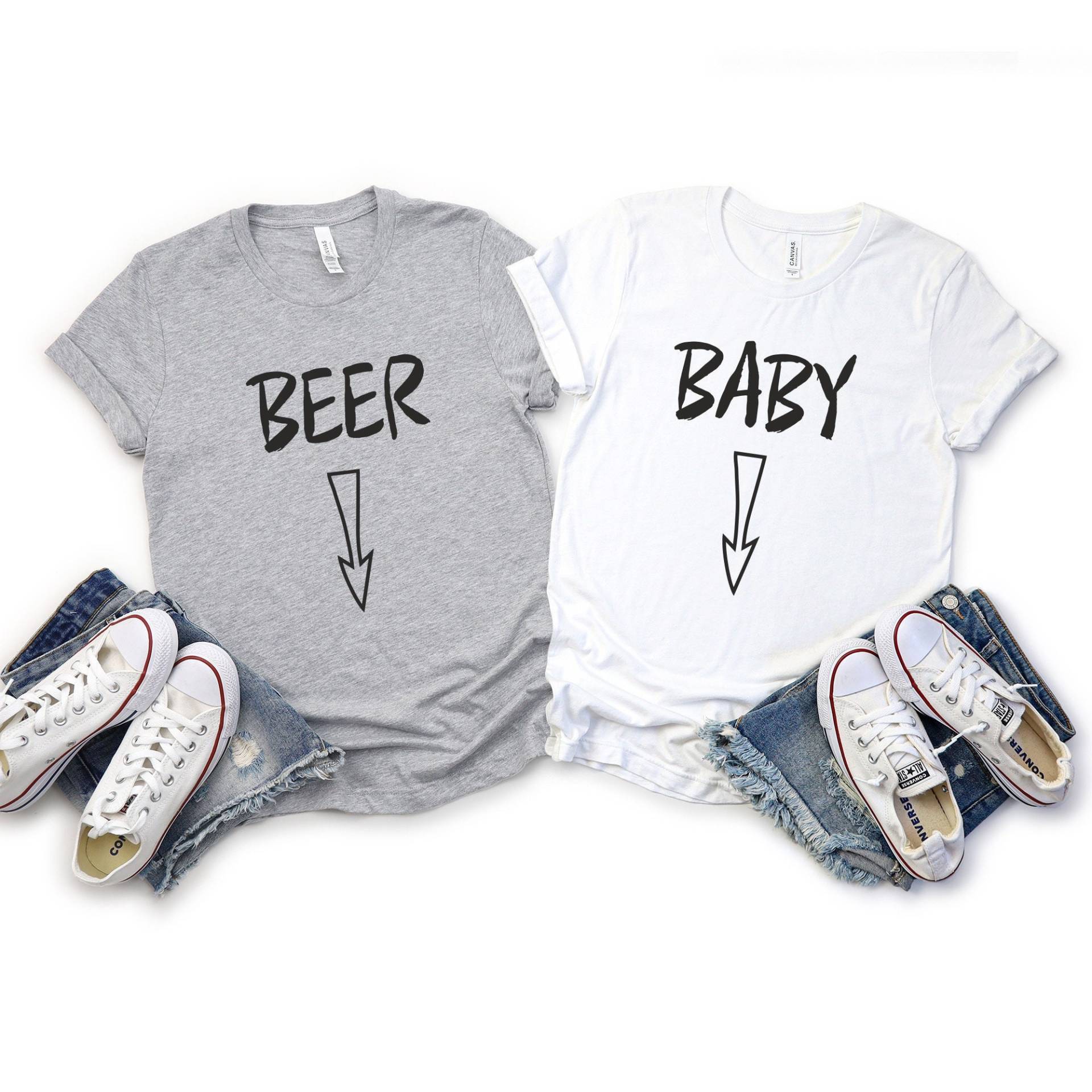 Schwangerschaft Ankündigung Shirt, Baby Bauch Bier Offenbaren Shirts, Passende Mama Zu Sein, Kein von EBBADesignUS