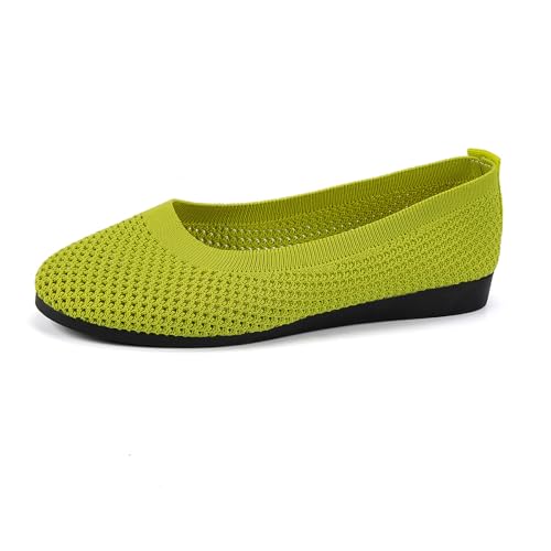 EBGRF Bequem Ballerinas für Damen : Leicht Atmungsaktiv Stricken Ballerina Schuhe mit Rundkappe Sommer Elegant Flache Schuhe Slip-On Walking Flats Lässiger Stil von EBGRF