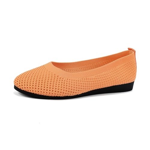 EBGRF Bequem Ballerinas für Damen : Leicht Atmungsaktiv Stricken Ballerina Schuhe mit Rundkappe Sommer Elegant Flache Schuhe Slip-On Walking Flats Lässiger Stil von EBGRF