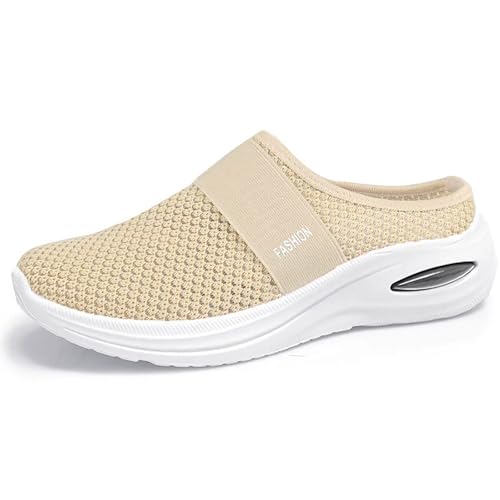 EBGRF Leicht Hausschuhe für Damen : Atmungsaktiv Mesh Gartenschuhe Outdoor rutschfeste Walkingschuhe Slip-On Plateau Clogs Sommer Strandsandalen Orthopädische Freizeitschuhe von EBGRF