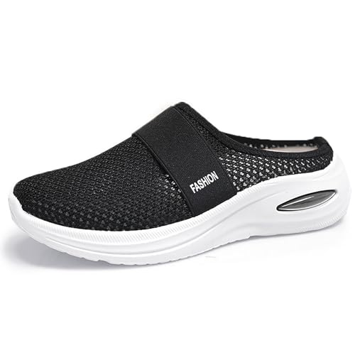 EBGRF Leicht Hausschuhe für Damen : Atmungsaktiv Mesh Gartenschuhe Outdoor Rutschfeste Walkingschuhe Slip-On Plateau Clogs Sommer Strandsandalen Orthopädische Freizeitschuhe von EBGRF
