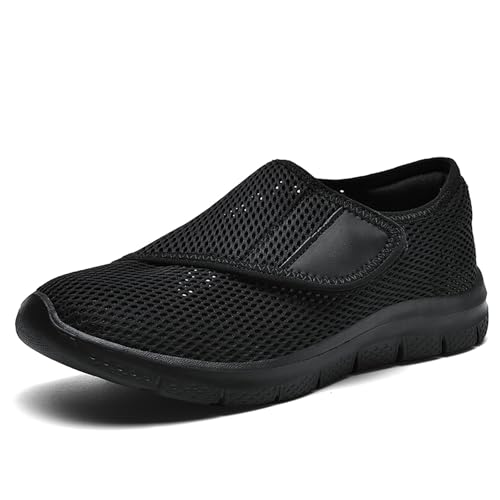 EBGRF Leichte Walkingschuhe für Damen : Unisex Bequem Atmungsaktives Weit Klettverschluss Freizeitschuhe Senioren rutschfest Gesundheitsschuhe für Fußschwellung von EBGRF