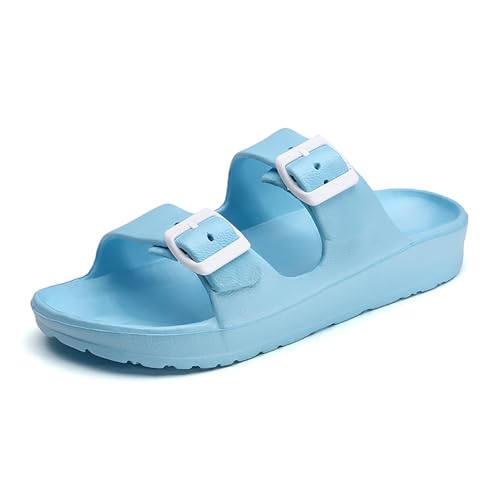 Pantoletten Sandalen Herren Damen Leicht Bequem Sommer Schlappen mit Einstellbarer Schnalle Slip-On Badelatschen Unisex rutschfeste Duschschuhe Flach Mules Clogs Pantoletten Sandalen Herren Damen Leicht Bequem Sommer Schlappen mit Einstellbarer Schnalle Slip-On Badelatschen Unisex rutschfeste Duschschuhe Flach Mules Clogs von EBGRF