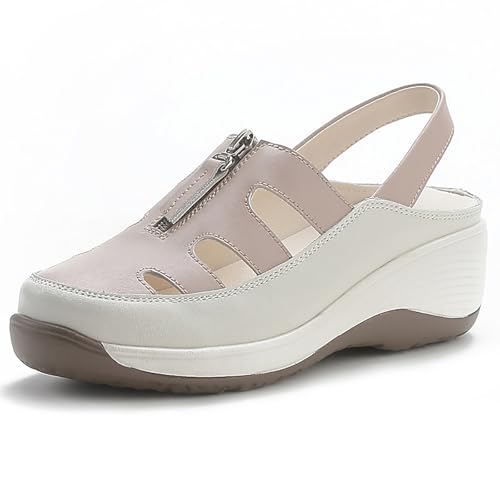 EBGRF Sommer Sandalen für Damen : Bequeme Plateau Sandalen mit Reißverschluss Leicht Atmungsaktiv Geschlossene Sommerschuhe Rutschfest Keilsandalen für Strand Garten EBGRF Sommer Sandalen für Damen : Bequeme Plateau Sandalen mit Reißverschluss Leicht Atmungsaktiv Geschlossene Sommerschuhe Rutschfest Keilsandalen für Strand Garten von EBGRF