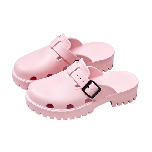 EBGRF rutschfeste Gartenschuhe für Strand : Damen Atmungsaktive Leichte Gartenclogs Sommer Comfort Hausschuhe Drinnen Draußen Slip-On Plateausandalen von EBGRF
