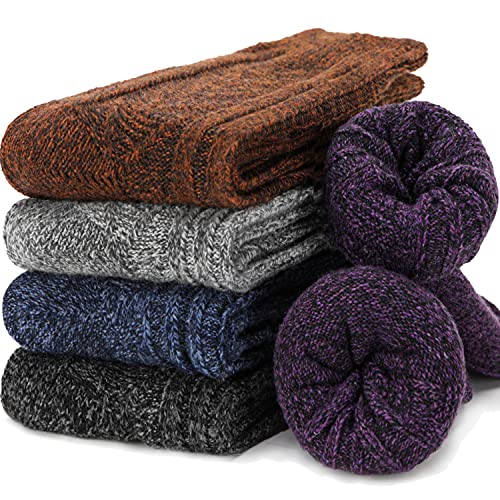 EBMORE Damen Merino Thermosocken Wollsocken Warme Wandersocken Wolle Socken Geschenke für Frauen Weihnachten Wintersocken Winter Arbeitssocken Stricksocken Weihnachtsgeschenke, 5 Paar(Dunkle Farbe) von EBMORE