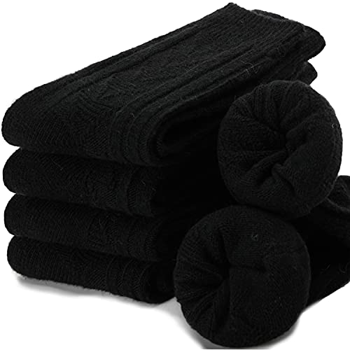 EBMORE Damen Merino Thermosocken Wollsocken Warme Wandersocken Wolle Socken Geschenke für Frauen Weihnachten Wintersocken Winter Arbeitssocken Stricksocken Weihnachtsgeschenke, 5 Paar(Schwarz) von EBMORE