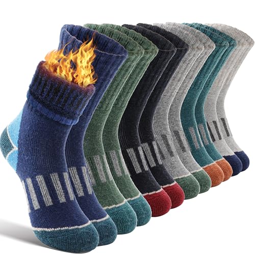 EBMORE Kinder Jungen Mädchen Socken Merino Wandersocken Sportsocken Wollsocken Warme Thermosocken Wintersocken Dicke Weihnachtssocken Geschenke Kindersocken 6 Paar (Geometrie,1-3 Jahre) von EBMORE