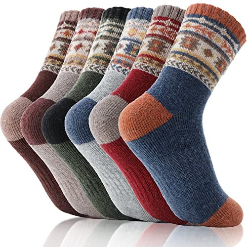 EBMORE Kinder Jungen Mädchen Socken Merino Wandersocken Sportsocken Wollsocken Warme Thermosocken Wintersocken Dicke Weihnachtssocken Geschenke Kindersocken 6 Paar (Nordisch, 8-12 Jahre) von EBMORE