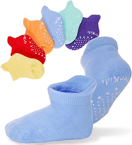 EBMORE Stoppersocken Kinder Baby Warme Antirutsch Dicke Socken für Jungen Kleinkinder Mädchen Anti Rutsch Baumwolle Geschenk Babysocken 6 Paar (Regenbogen-Stil （6 Paare）,6-12 Monate) von EBMORE