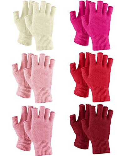 EBOOT 6 Paar Winter Gestrickte Fingerlose Handschuhe Gestrickte Halbfinger Handschuhe Warme Schreibhandschuhe für Damen, 6 Farben von EBOOT