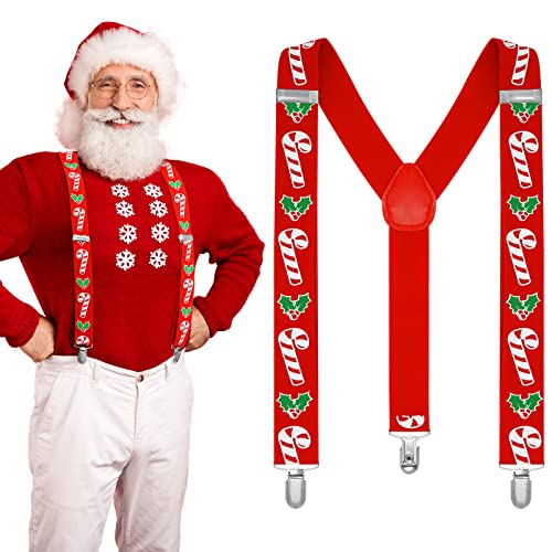 EBOOT Weihnachten Hosenträger Zuckerstange Herren Verstellbar Elastisch Hosenträger für Hosen mit Clips von EBOOT