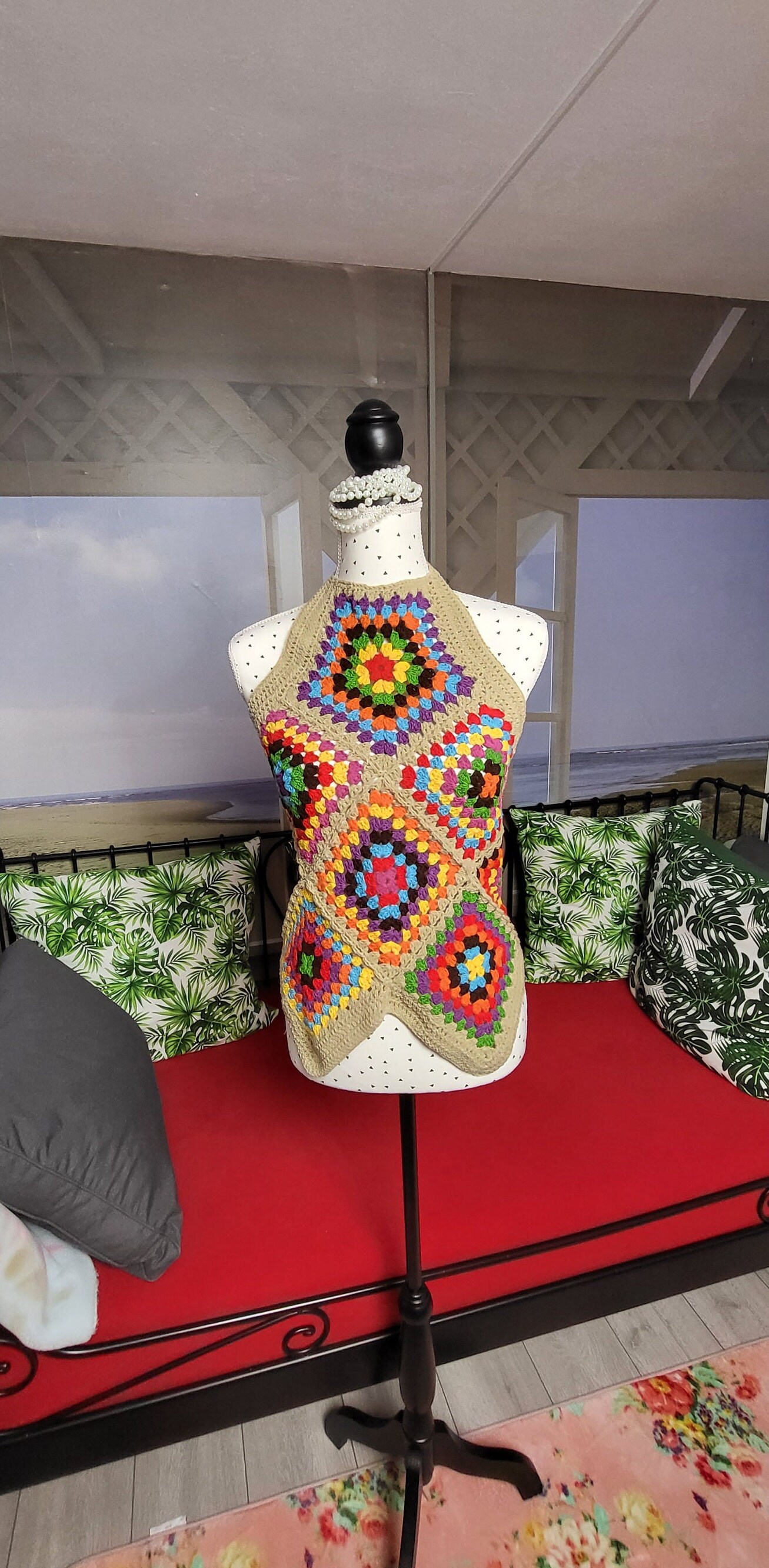 Häkel Top Handmade Grandma Square Boho Unikat von EBRULITA