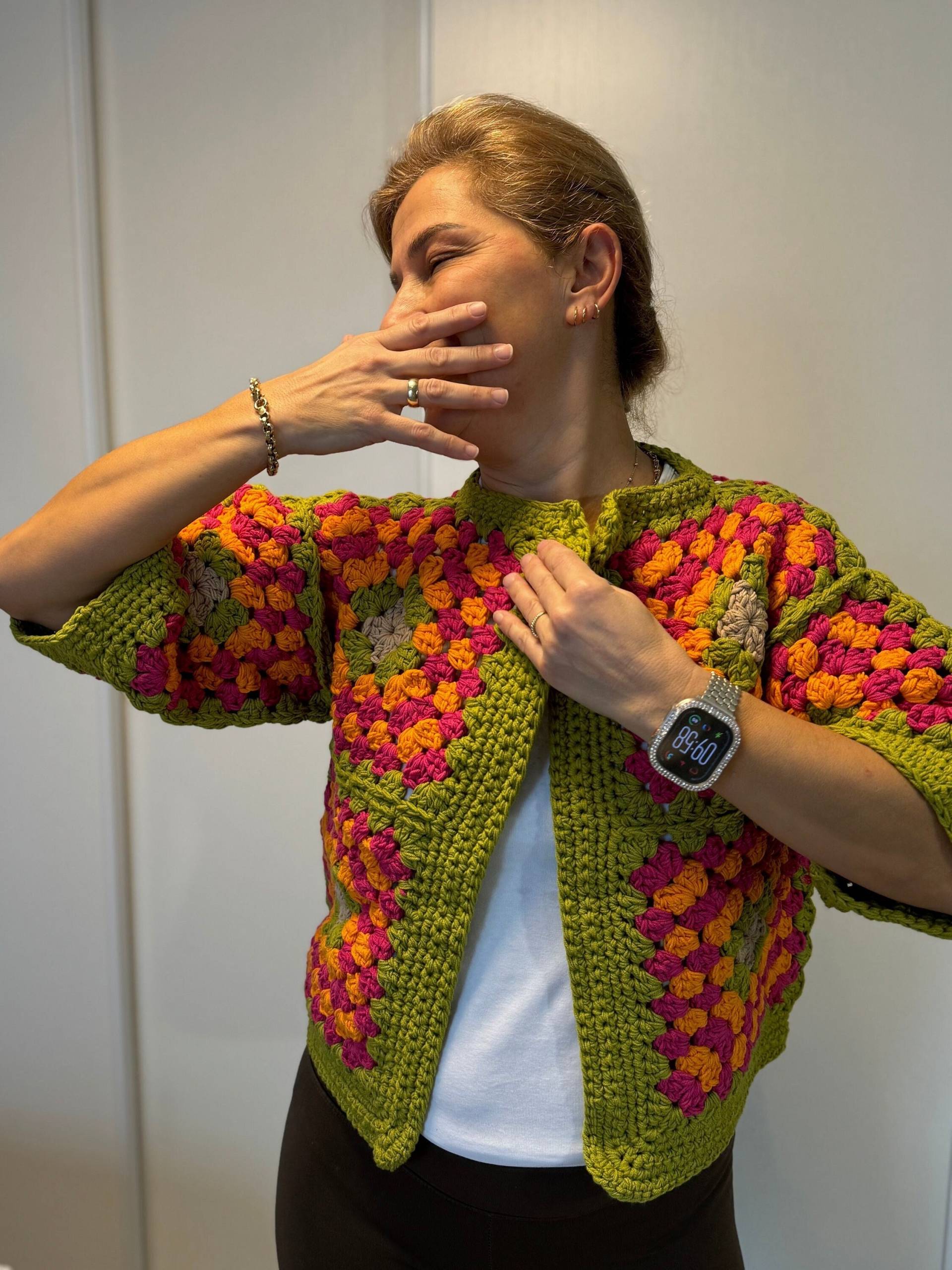 Häkeln Cardigan Oma Quadrat | Bauchfreies Top Eu Größe 40/42 von EBRULITA