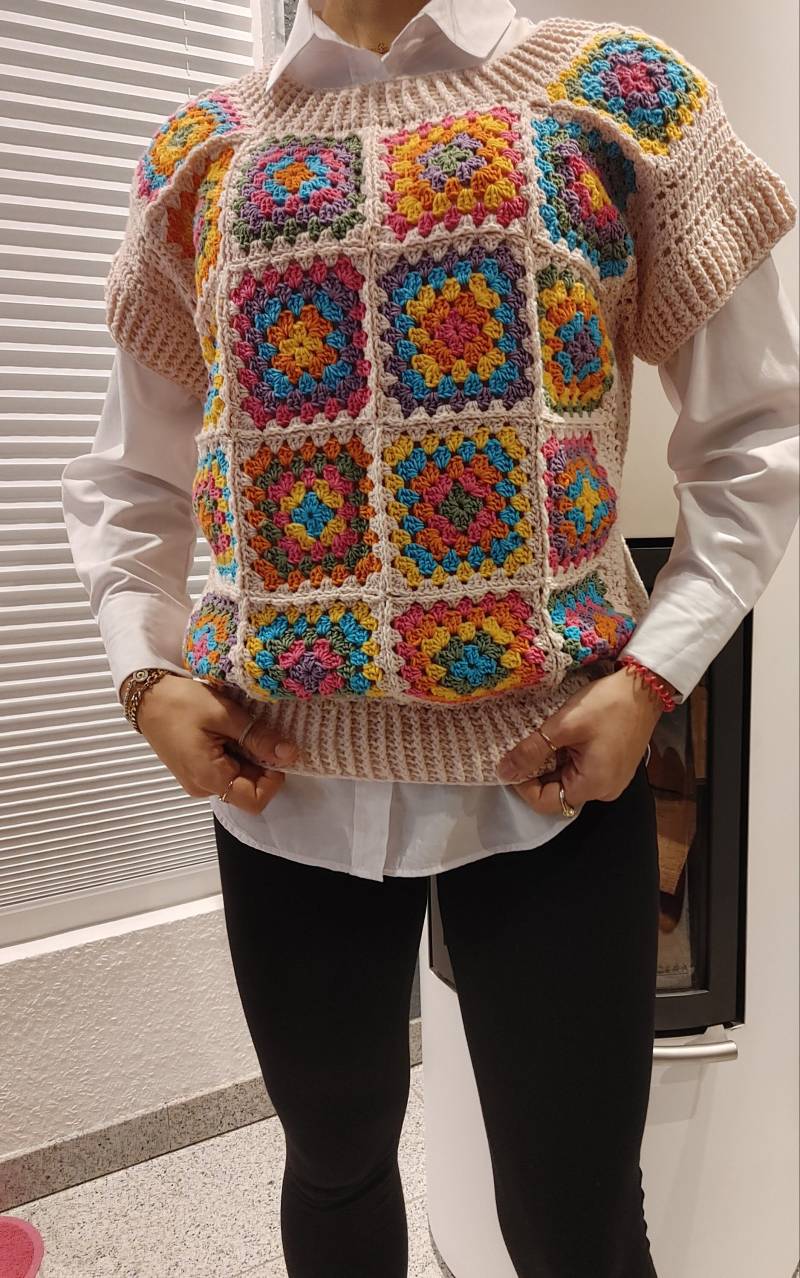 Häkelspitze Bluse Grandma Square Muster Handarbeit S-M-L von EBRULITA