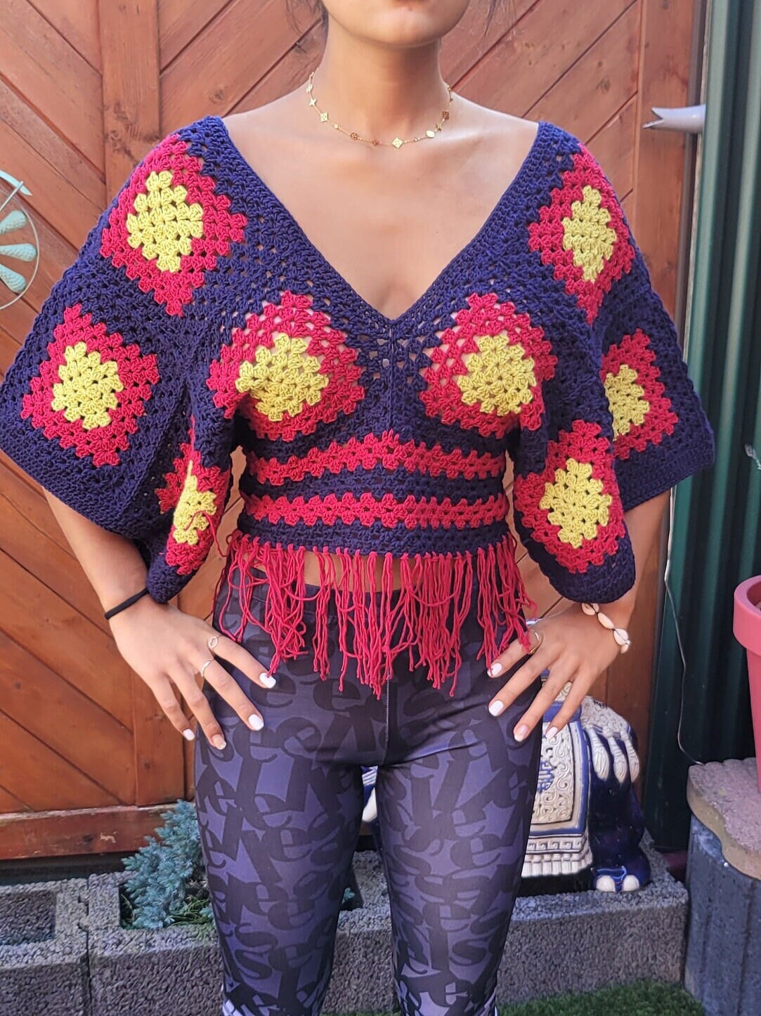 Häkelspitze Bluse Grandma Square Muster S-M von EBRULITA