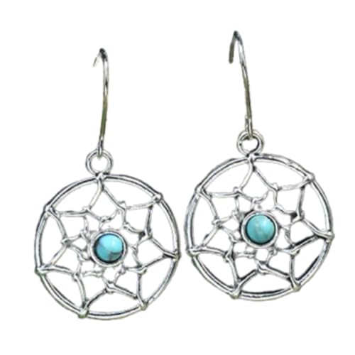 Natürlicher Türkis – Böhmische Vintage-Silber-Türkis-Ohrringe, Geschenk for Frauen Und Mädchen(Style-10) von ECBLI