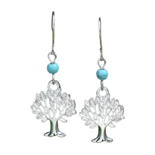 Natürlicher Türkis – Böhmische Vintage-Silber-Türkis-Ohrringe, Geschenk for Frauen Und Mädchen(Style-12) von ECBLI