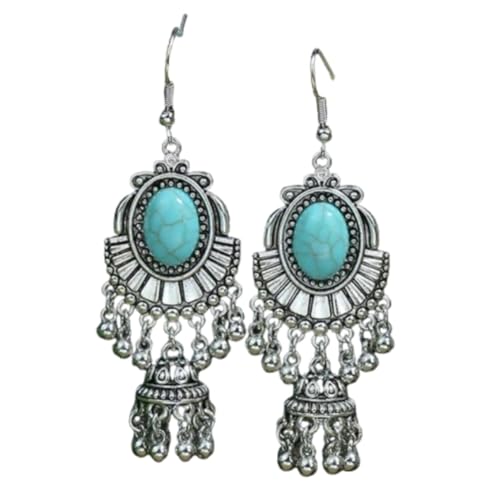 Natürlicher Türkis – Böhmische Vintage-Silber-Türkis-Ohrringe, Geschenk for Frauen Und Mädchen(Style-2) von ECBLI