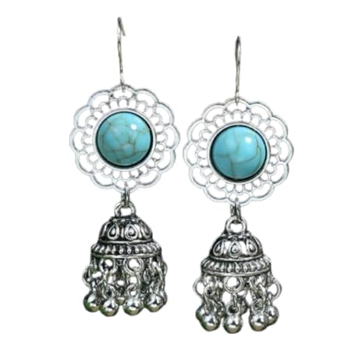 Natürlicher Türkis – Böhmische Vintage-Silber-Türkis-Ohrringe, Geschenk for Frauen Und Mädchen(Style-5) von ECBLI