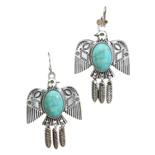 Natürlicher Türkis – Böhmische Vintage-Silber-Türkis-Ohrringe, Geschenk for Frauen Und Mädchen(Style-8) von ECBLI