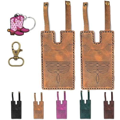 Stiefel-Geldbörse Aus Leder, Western-Stiefel-Geldbörse Mit Druckknopfriemen, Modischer Platz for Mehrere(Brass,2PCS) von ECBLI