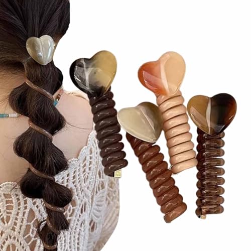 Weiche, Elastische Spiral-Haargummis Von Subsistenceed, Perlengedrehte Telefonkabel-Haarbänder Für Damen Und Mädchen, Spiral-Haargummis Für Pferdeschwänze(4pcs-a) von ECBLI