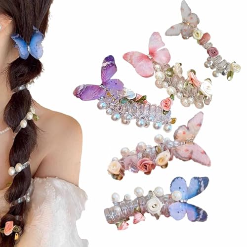 Weiche, Elastische Spiral-Haargummis Von Subsistenceed, Perlengedrehte Telefonkabel-Haarbänder Für Damen Und Mädchen, Spiral-Haargummis Für Pferdeschwänze(5pcs-a) von ECBLI