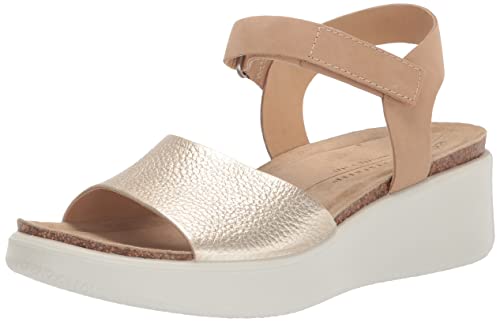 Ecco Damen FLOWT Wedge Cork Heeled S Sandal, Pure White Gold/Powder, 36 EU von ECCO