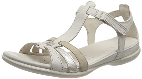Ecco Damen Flash T-Strap Sandal, Limestone/Pure White Gold/BEIGE, 42 EU von ECCO
