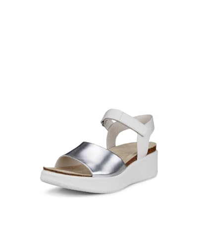 ECCO Damen Flowt Wedge Kork Sandale, Reines Silber/Weiß, 38/38.5 EU von ECCO
