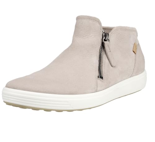 ECCO Damen Soft 7 Side Zip Bootie Sneaker, Graues Nubukleder, 34/34.5 EU von ECCO