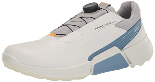 ECCO Herren 2023 M Leder Biom H4 Wasserdicht Spikeless Komfort Golfschuhe, WeiÃŸ Retro Blau, 43 EU von ECCO