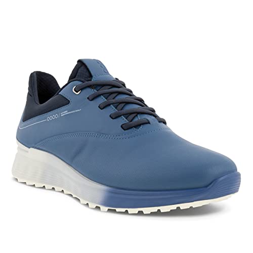 ECCO Herren 2023 M S-Three Leder Wasserdicht Spikeless Atmungsaktiv Golfschuhe, Retro Blau WeiÃŸ Marine, 42 EU von ECCO