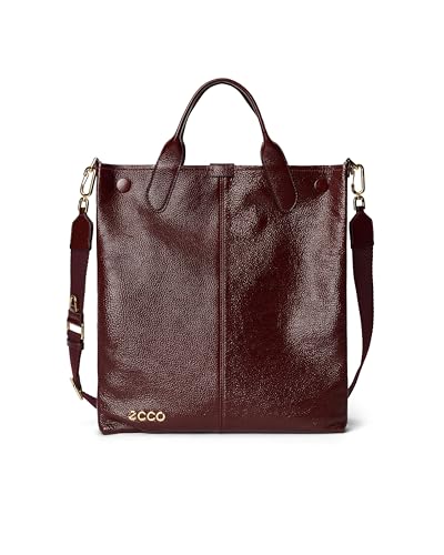 ECCO Unisex North-South Tote Soft Travel Tasche, Burgunderrotes glänzendes genarbtes Leder ECCO Unisex North-South Tote Soft Travel Tasche, Burgunderrotes glänzendes genarbtes Leder von ECCO