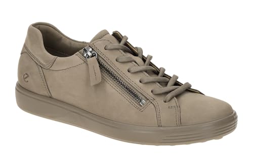 ECCO Weicher Damen-Sneaker mit 7 seitlichen Reißverschluss, Taupe/Taupe Nubuk, 8-8.5 von ECCO