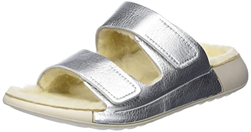 ECCO Damen 2ND Cozmo Flat Sandal, Pure Silver, 39 EU von ECCO