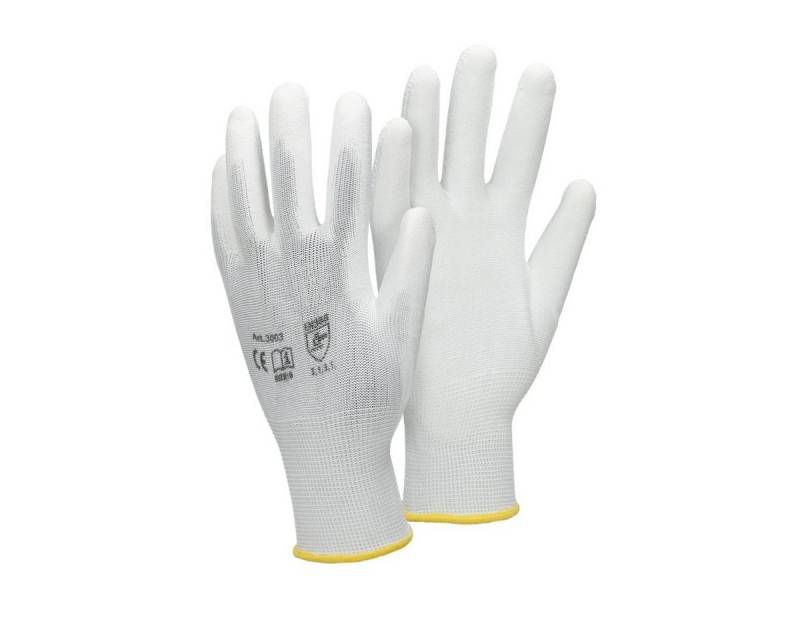 ECD Germany Arbeitshandschuh-Set Montagehandschuhe atmungsaktiv & rutschfest Schutzhandschuhe 144x Mechanikerhandschuhe Größe M Weiß waschbar Gartenhandschuhe von ECD Germany