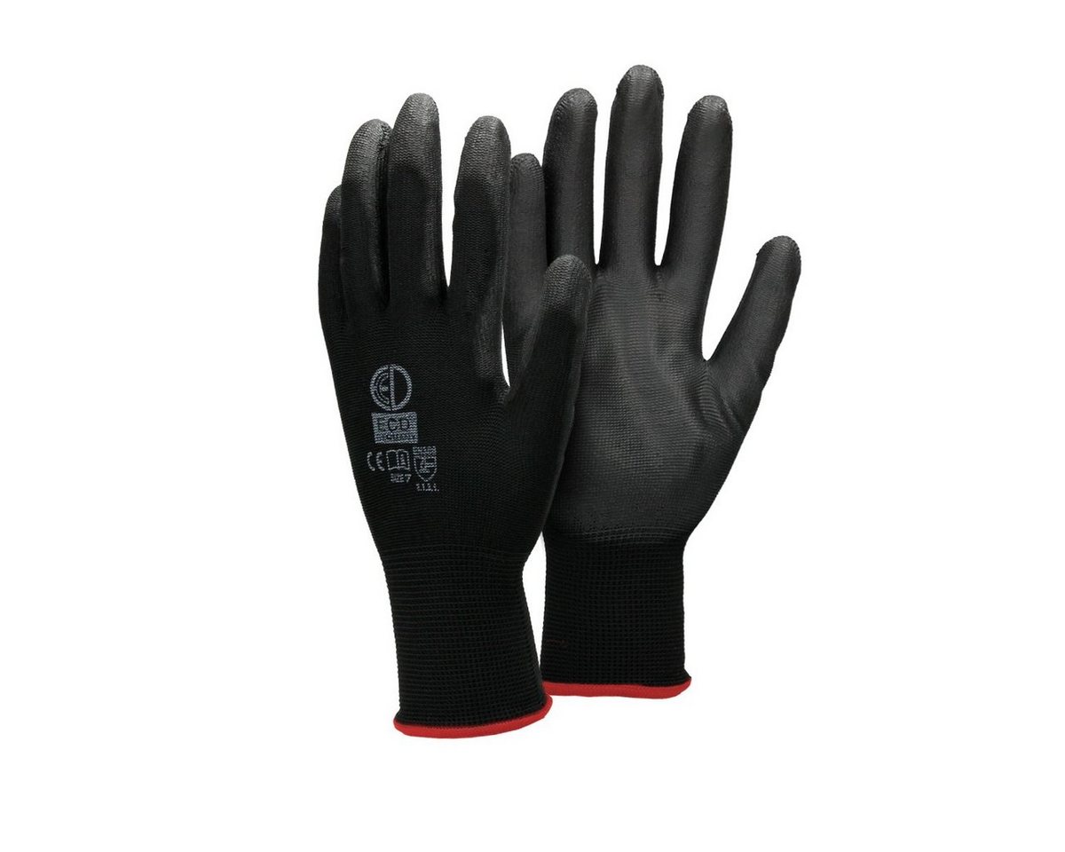 ECD Germany Arbeitshandschuh-Set Arbeitshandschuhe Mechanikerhandschuhe Montagehandschuhe 120 Paar PU-Beschichtung Größe 7-S Schwarz atmungsaktiv rutschfest von ECD Germany