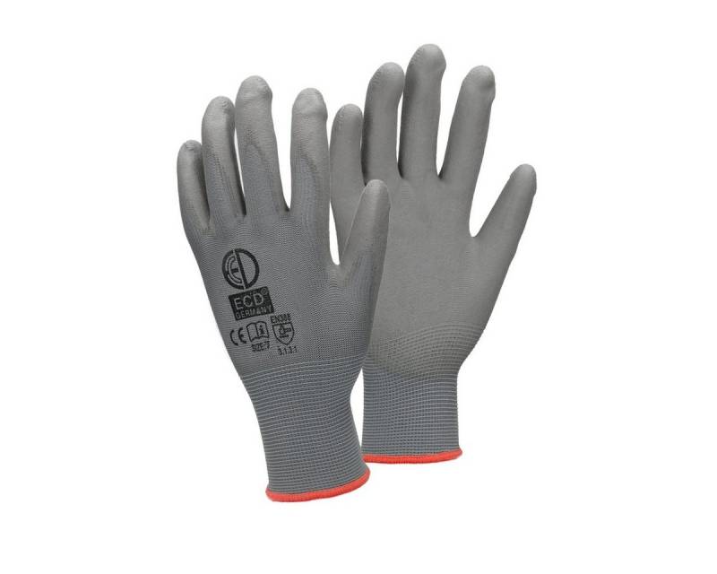 ECD Germany Arbeitshandschuh-Set Montagehandschuhe atmungsaktiv & rutschfest Schutzhandschuhe 120x Mechanikerhandschuhe Größe S Grau waschbar Gartenhandschuhe von ECD Germany